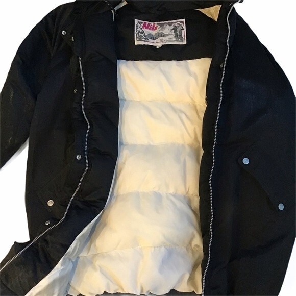Nils Goose Down Black Winter Coat Size 8/10 - Picture 3 of 6